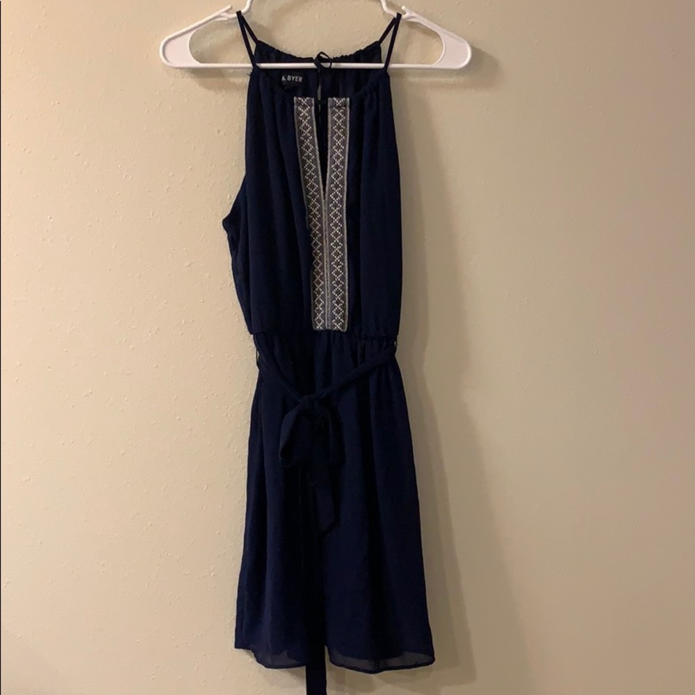 Flowy navy embroidered dress